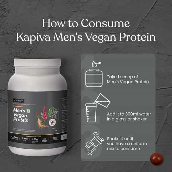 Kapiva Mens Vegan Protein - Chocolate Flavour -100% Plant-Based Protein Protein Shake (1Kg)