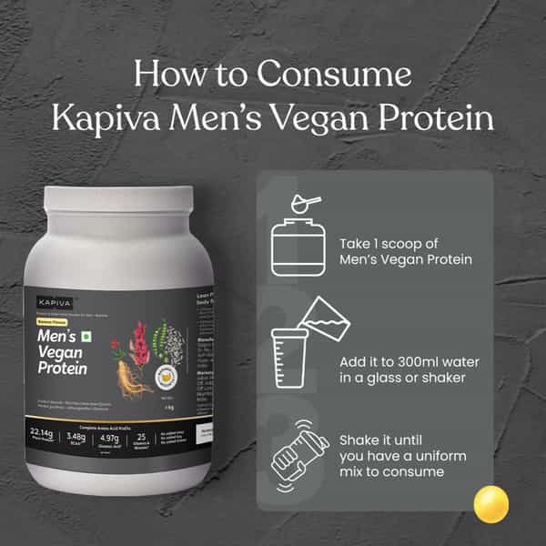 Kapiva Mens Vegan Protein - Banana Flavour -100% Plant-Based Protein Protein Shake (1Kg)