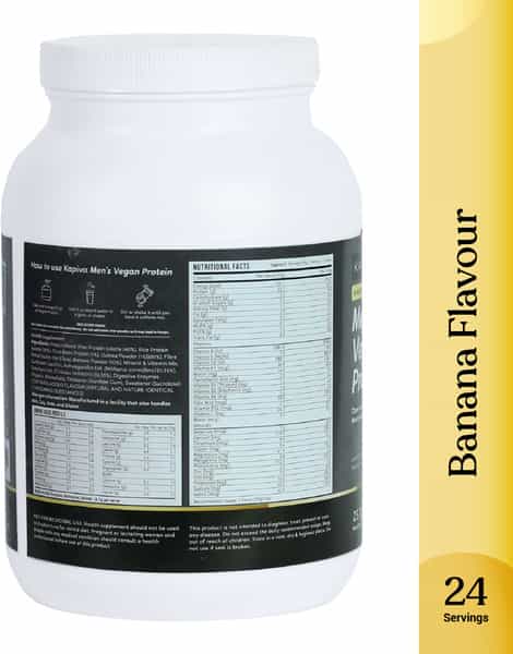 Kapiva Mens Vegan Protein - Banana Flavour -100% Plant-Based Protein Protein Shake (1Kg)
