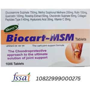 Shrey's Biocart-msm Glucosamine | Msm | Quercetin & Rutin - 60 Tablets