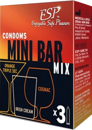 Gizmoswala Esp Mini Bar Mix Flavoured Unique Condoms From Italy- Pack Of 3