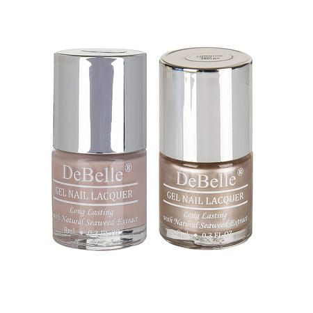 Debelle Gel Nail Polish Gift Set Of 2 - Peony Blossom | Chrome Beige - 16ml (8ml Each)
