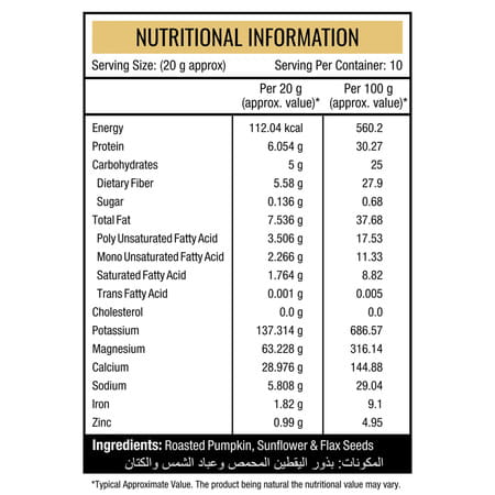 Nourishvitals Pumpkin Sunflower And Flax Roasted Seeds 200g X 2 - No Added Preservatives