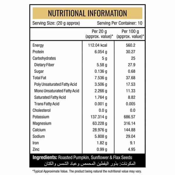Nourishvitals Pumpkin Sunflower And Flax Roasted Seeds 200G X 2 - No Added Preservatives