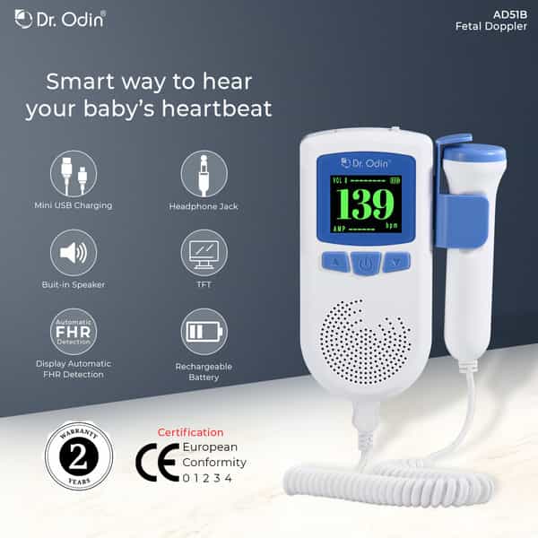 Dr. Odin Ad51b Fetal Doppler With In-Built Speaker | Smart Noise Reduction & Heartbeat Detection