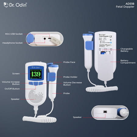 Dr. Odin Ad51b Fetal Doppler With In-Built Speaker, Smart Noise Reduction & Heartbeat Detection
