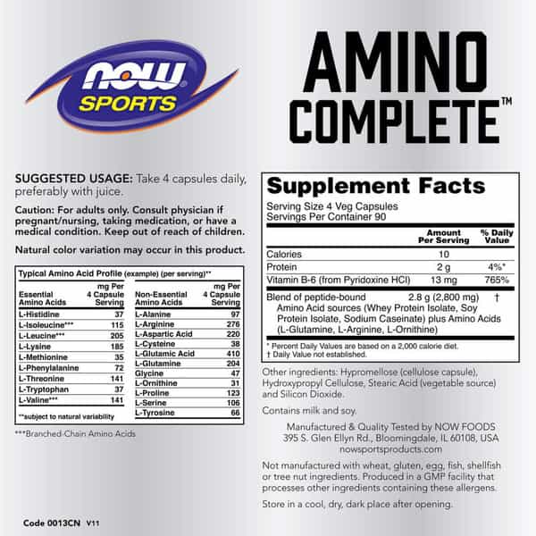 Now Sports Nutrition | Amino Completetm With Vitamin B-6 | 360 Count