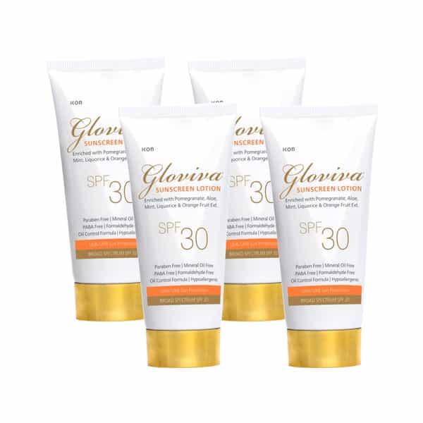 Gloviva Sunscreen Lotion (Spf 30) 50 Ml | With Aloe Vera | Uva & Uvb Protection (Pack Of 4)