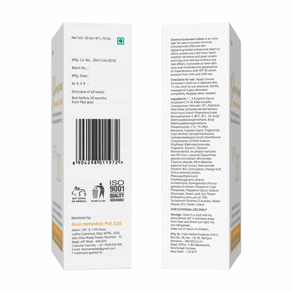 Gloviva Sunscreen Lotion (Spf 30) 50 Ml | With Aloe Vera | Uva & Uvb Protection (Pack Of 4)