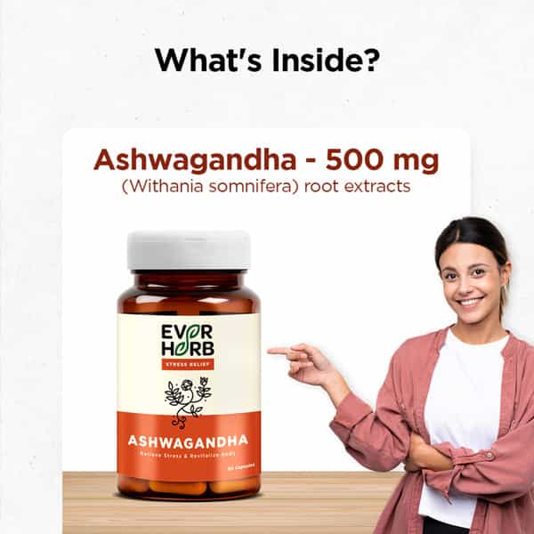 Everherb Ashwagandha - Immunity Booster - Anxiety & Stress - Bottle Of 60 Capsules (By Pharmeasy)