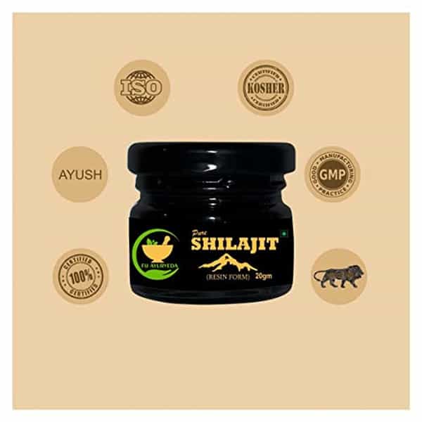 Fij Ayurveda Pure Shilajit/Shilajeet Resin 20Gm & Power Shilajit Extract - 60 Capsules (Combo Pack)