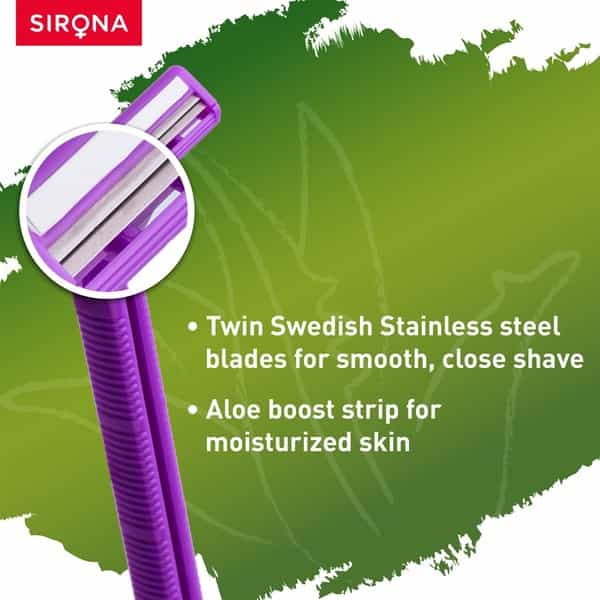 Sirona Disposable Shaving Razor For Women With Aloe Boost - Pack Of 1