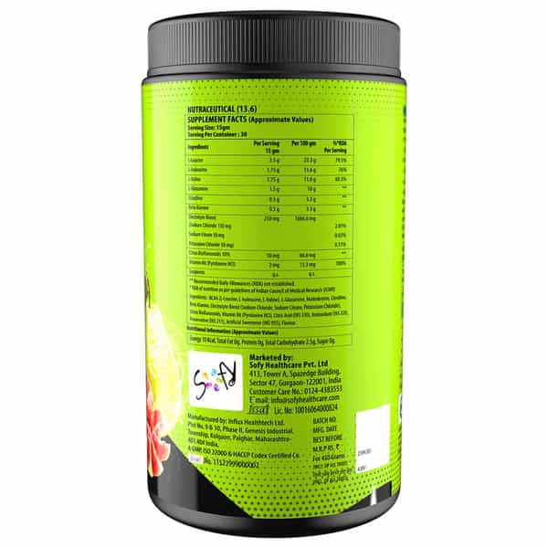Naturyz Bcaa Energy Blast Pre Intra Post Workout Supplement For Recovery, Power & Energy-450G(Guava)