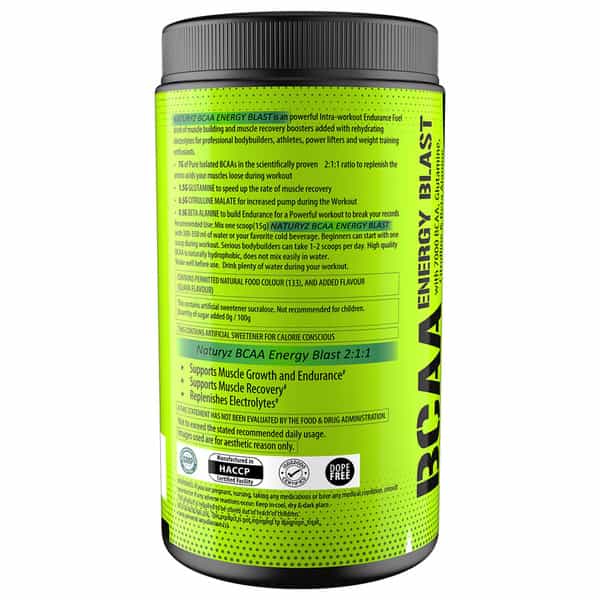 Naturyz Bcaa Energy Blast Pre Intra Post Workout Supplement For Recovery, Power & Energy-450G(Guava)