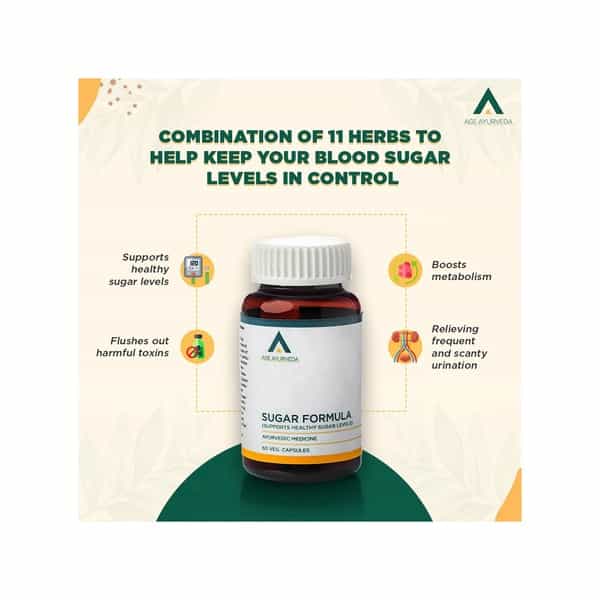 Age Ayurveda Sugar Formula Blood Sugar Control | Diabetes Care - 60 Veg Capsules (Pack Of 1)