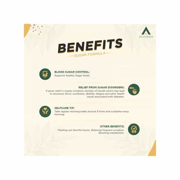 Age Ayurveda Sugar Formula Blood Sugar Control | Diabetes Care - 60 Veg Capsules (Pack Of 1)