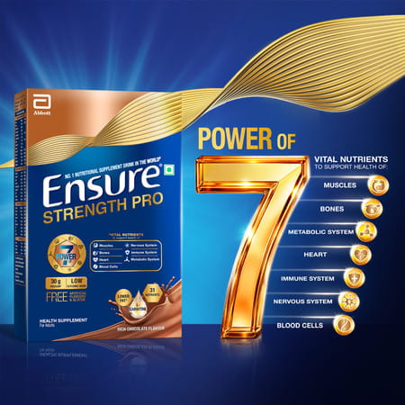 Ensure Strength Pro | 30g Protein | L-carnitine |low Gi | Rich Chocolate Flavour Box 400 Gm