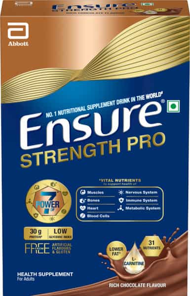 Ensure Strength Pro | 30G Protein | L-Carnitine |Low Gi | Rich Chocolate Flavour Box 400 Gm