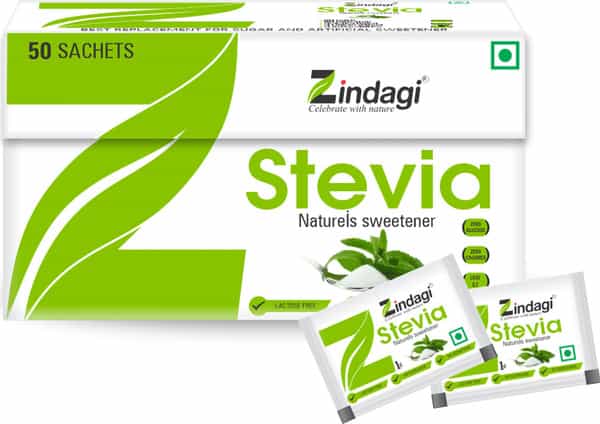 Zindagi Stevia Sachets Sugarfree - Natural Vegan Friendly Sweetener 50 Sachets