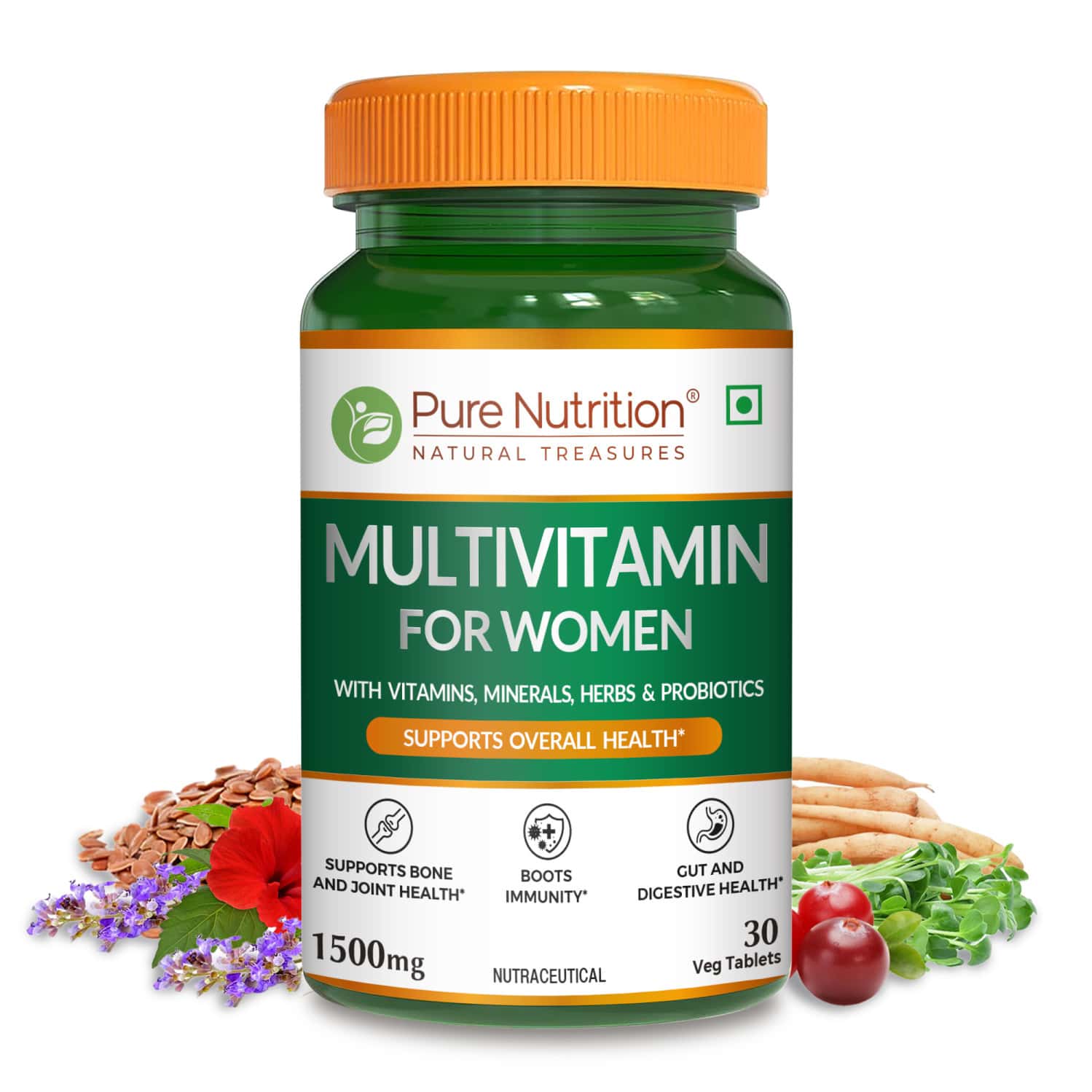 Pure Nutrition Multivitamin For Women L Women`s Multivitamin For Energy And Immunity - 30 Tablets