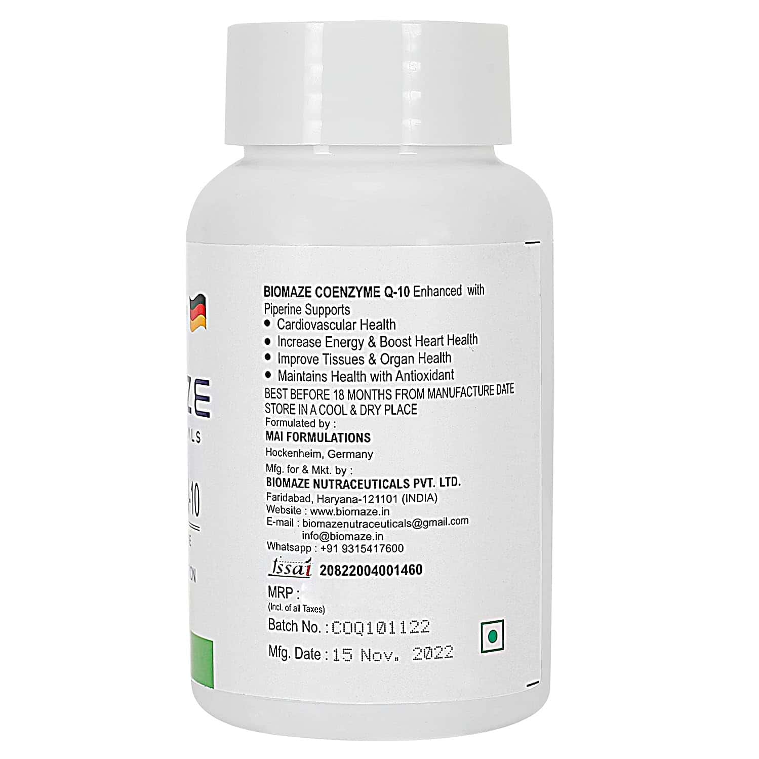 Buy BIOMAZE NUTRACEUTICALS COQ10 400MG HIGHEST STRENGTH 90 CAPSULES