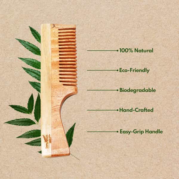 Imvelo Neem Wooden Comb For Hair Growth Protect From Hairfall & Dandruff