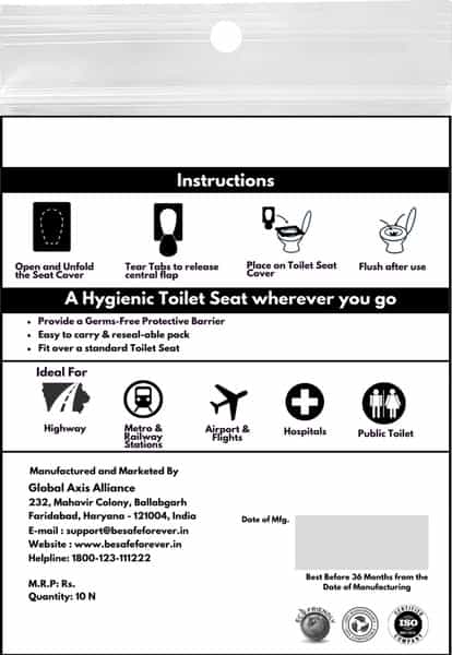 Besafe Forever Disposable Paper Toilet Seat Cover 10 Sheets Green
