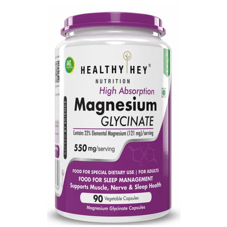 Healthyhey Nutrition High Absorption Magnesium Glycinate - 90 Veg. Capsules