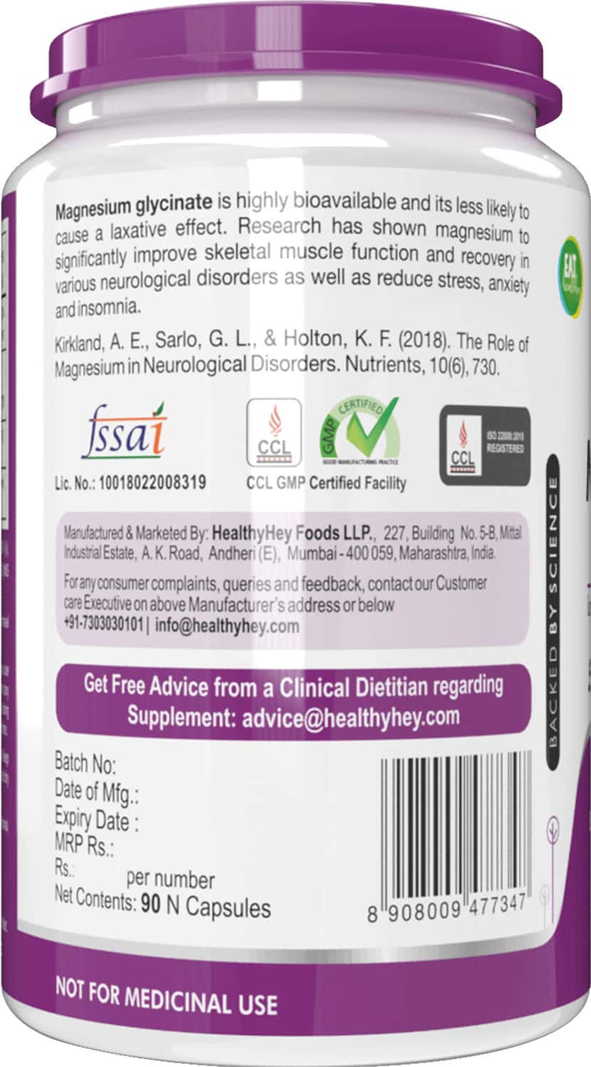 Buy HEALTHYHEY NUTRITION HIGH ABSORPTION MAGNESIUM GLYCINATE 90 VEG