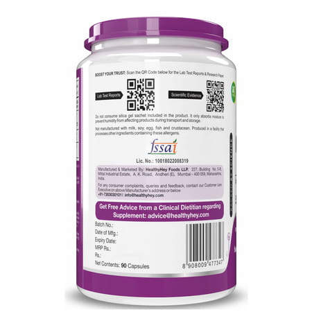 Healthyhey Nutrition High Absorption Magnesium Glycinate - 90 Veg. Capsules