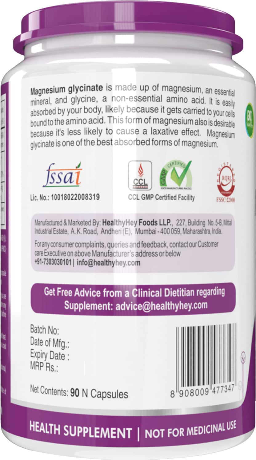 Buy HEALTHYHEY NUTRITION HIGH ABSORPTION MAGNESIUM GLYCINATE 90 VEG