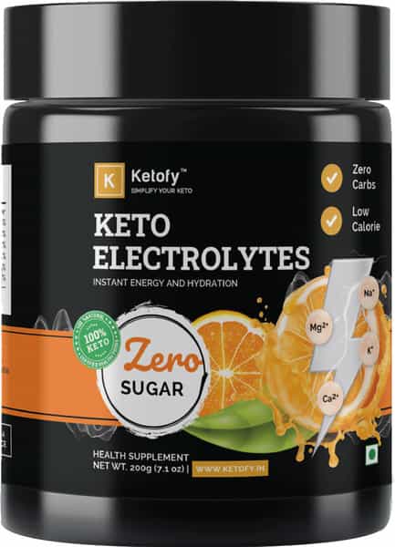Ketofy Keto Electrolytes | Sugar-Free Energy Drink Orange Flavour | 200G Jar