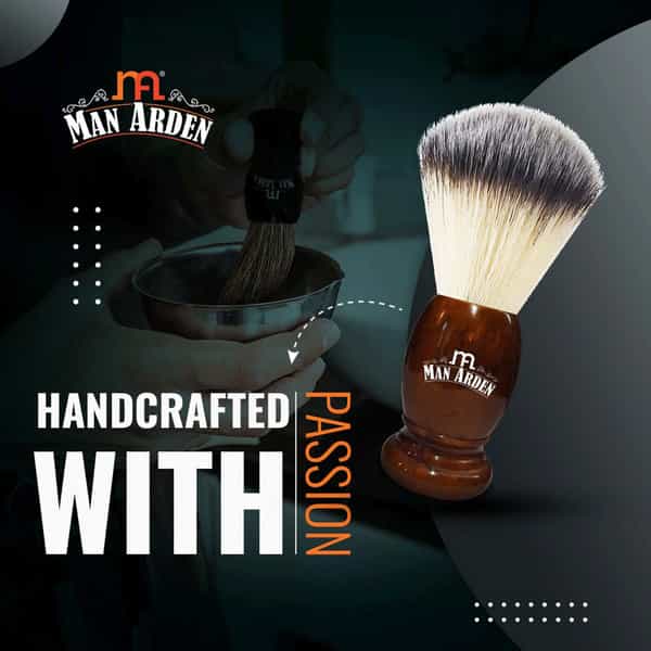 Man Arden Vintage Finish Brown Shaving Brush With Extra Soft Bristles + Shaving Cream 100G