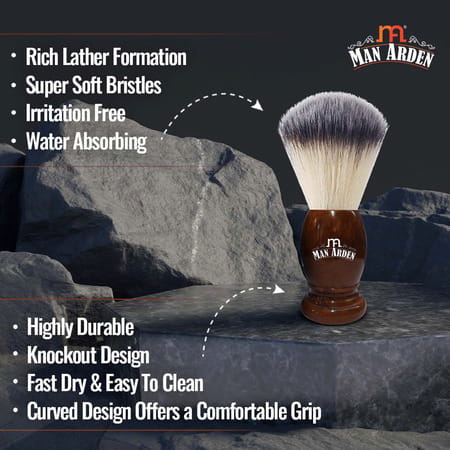Man Arden Vintage Finish Brown Shaving Brush With Extra Soft Bristles + Shaving Cream 100g