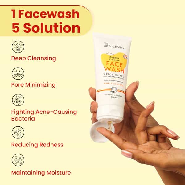 The Skin Story Ginger Cinnamon Pimple Acne Control Face Wash | Oily Skin | Reduces Dark Spots 100Ml