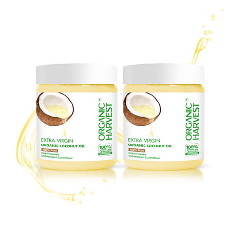 Organic Harvest Extra Virgin Organic 100% Pure - Coconut Oil For Hair & Skin |200ml (Pack Of 2)