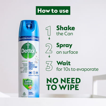 Dettol Multi-Purpose Disinfectant Spray For Hard & Soft Surfaces | Spring Blossom- 225ml