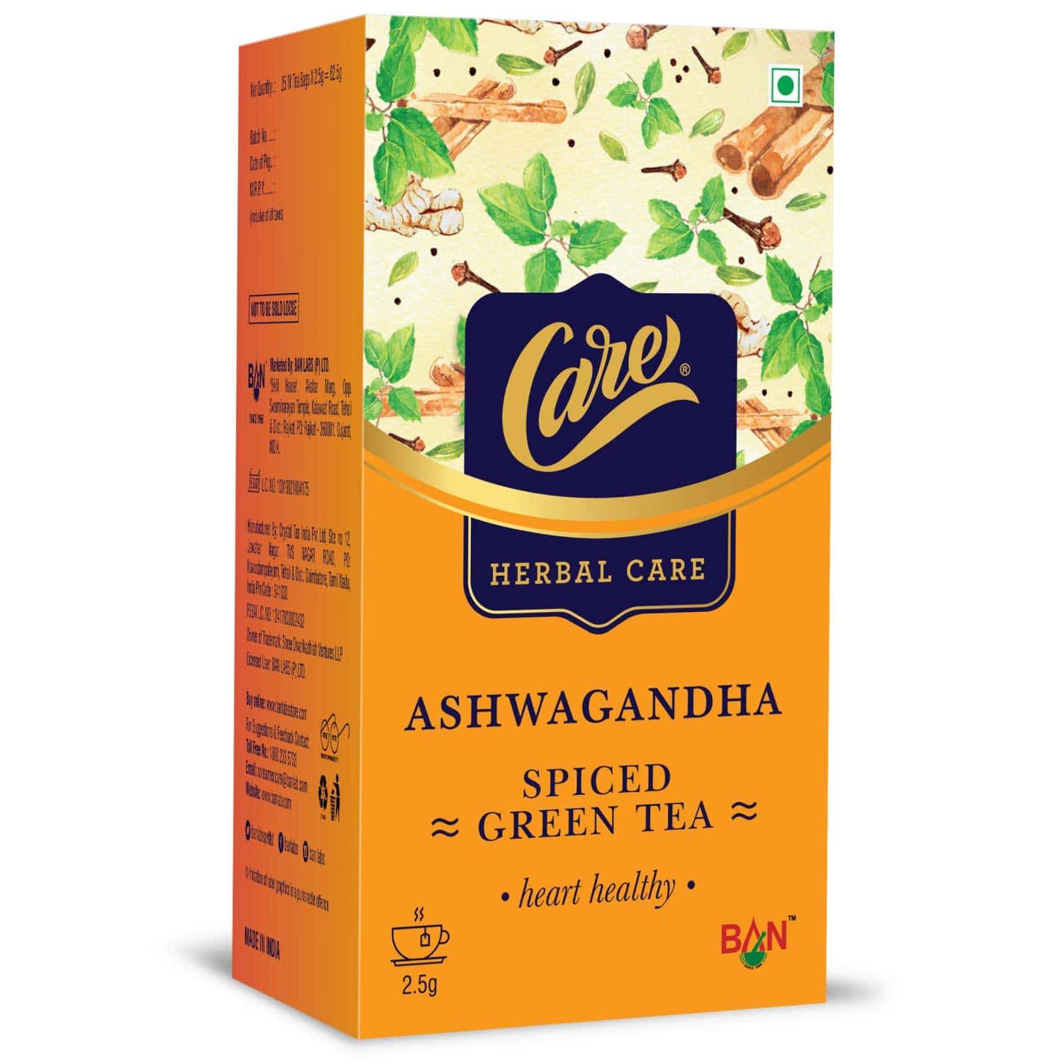Care Ashwagandha Green Tea - 25 Tea Bags