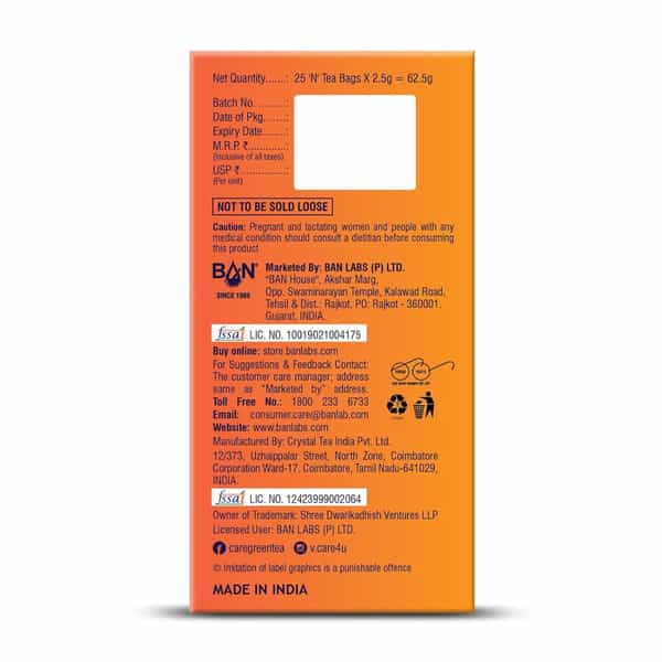 Care Ashwagandha Green Tea - 25 Tea Bags