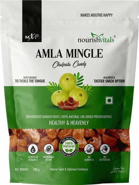 Nourishvitals Healthy Munching Chatpata Amla Mingle Candy+ Cranberry Fruit Dried Candy (200Gm Each)