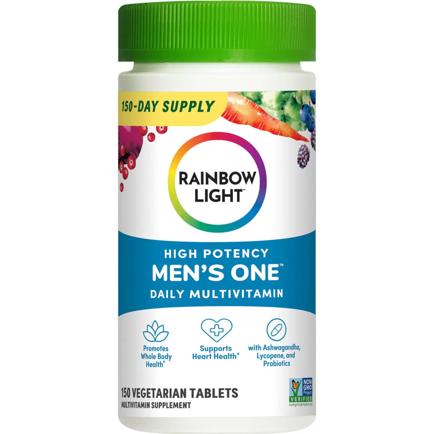 Rainbow Light Mens One High Potency Daily Multivitamin | Vegetarian | 150 Ct. | Package May Vary