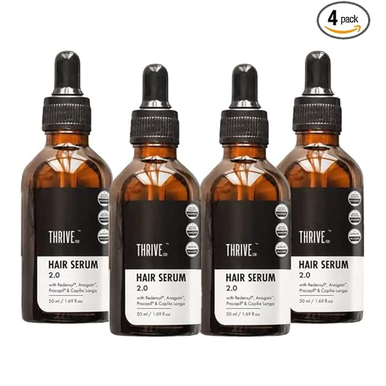 Thriveco Hair Growth Serum|With Redensyl Anagain Procapil & Capilia Longa|Unisex|50ml X Pack Of 4