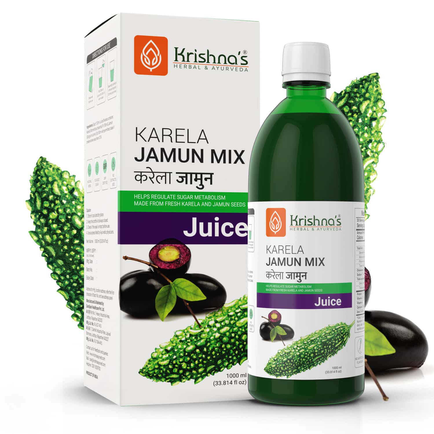 Krishna's Karela Jamun Mix Juice - 1 Litre