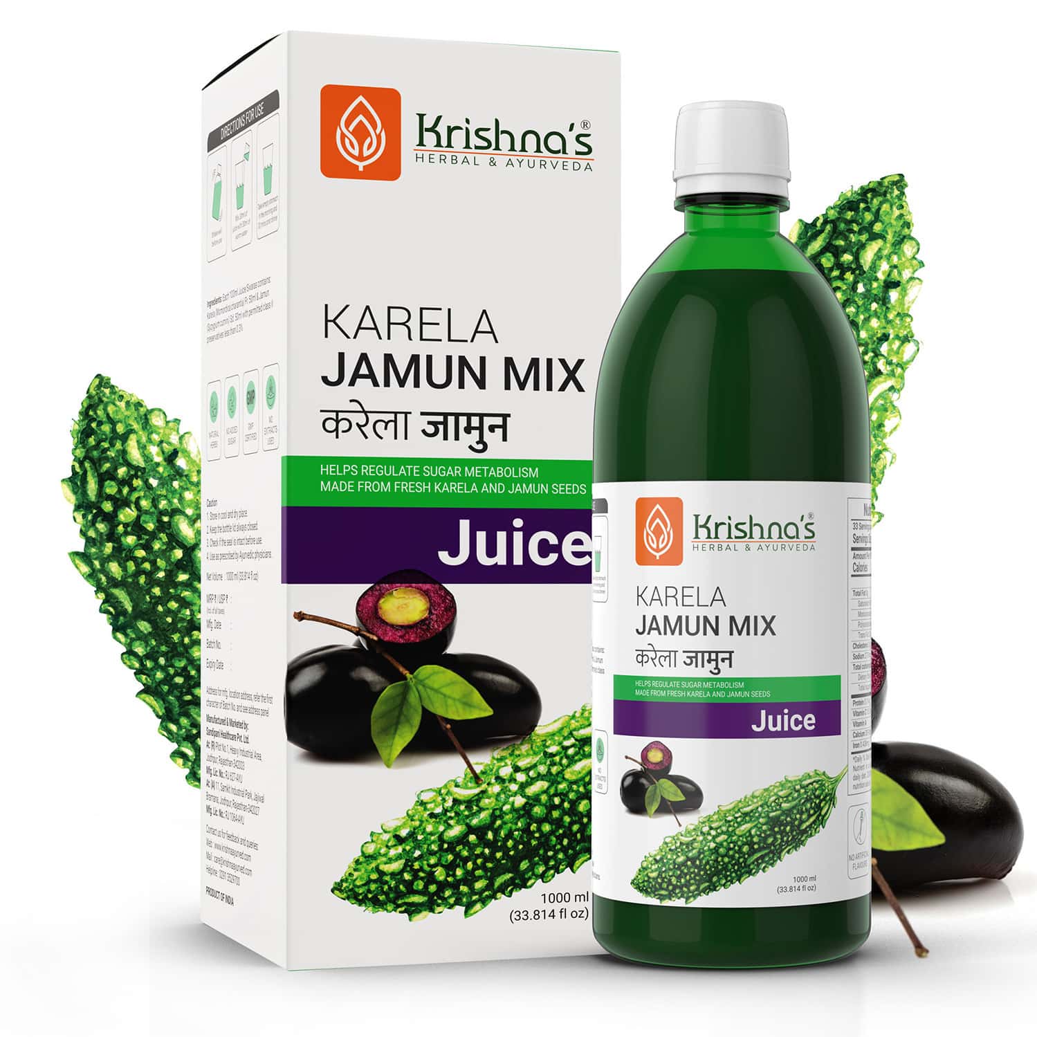 Krishna's Karela Jamun Mix Juice - 1 Litre