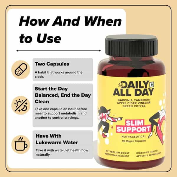 Daily All Day Slim Support For Weight Loss For Women & Men Keto Fat Burners | 90 Capsules