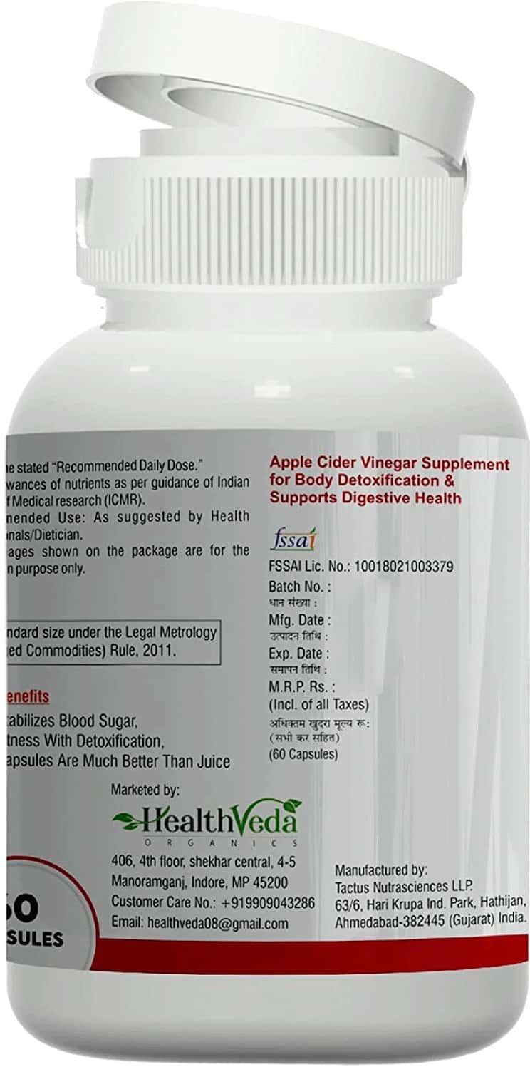Buy HEALTH VEDA ORGANICS APPLE CIDER VINEGAR SUPPLEMENTS WEIGHT LOSS