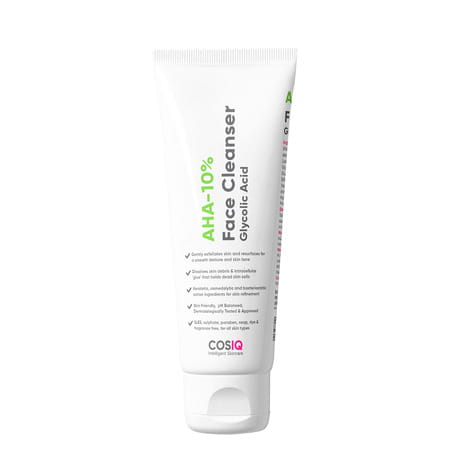 Cos-Iq Aha Glycolic Acid 10% Face Cleanser | Face Wash For Acne & Pimple| Men & Women 100 Ml