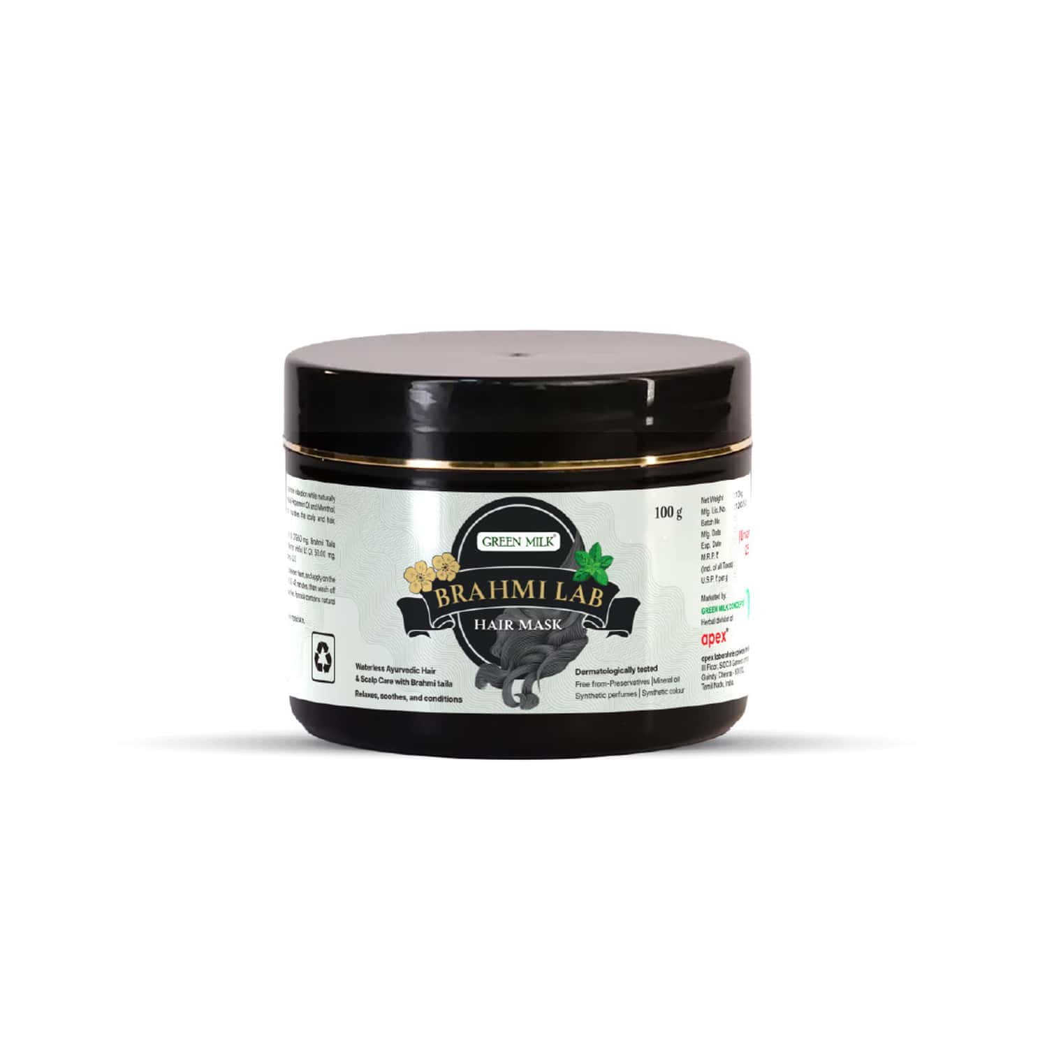 Green Milk Brahmi Hair Mask | Ayurvedic Hair Mask For Soothing Scalp & Nourished Hair | 100 G