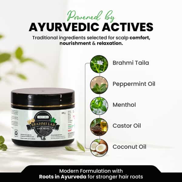 Green Milk Brahmi Hair Mask | Ayurvedic Hair Mask For Soothing Scalp & Nourished Hair | 100 G