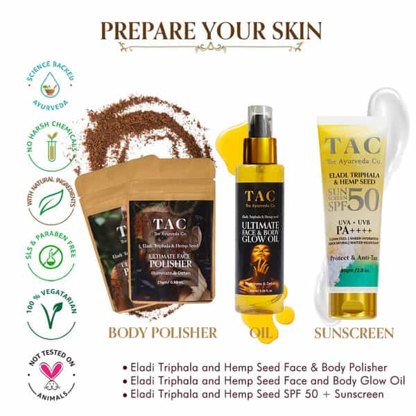 Tac - The Ayurveda Co. Eladi Triphala & Hemp Seed Face & Body Oil - 100 Ml